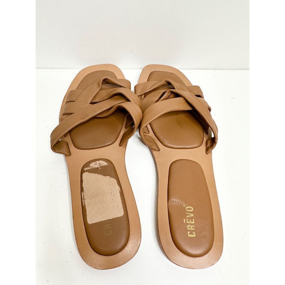 Crevo Sandals Womens Size 8.5 Brown Leather Slip On Slides - Picture 4 of 8
